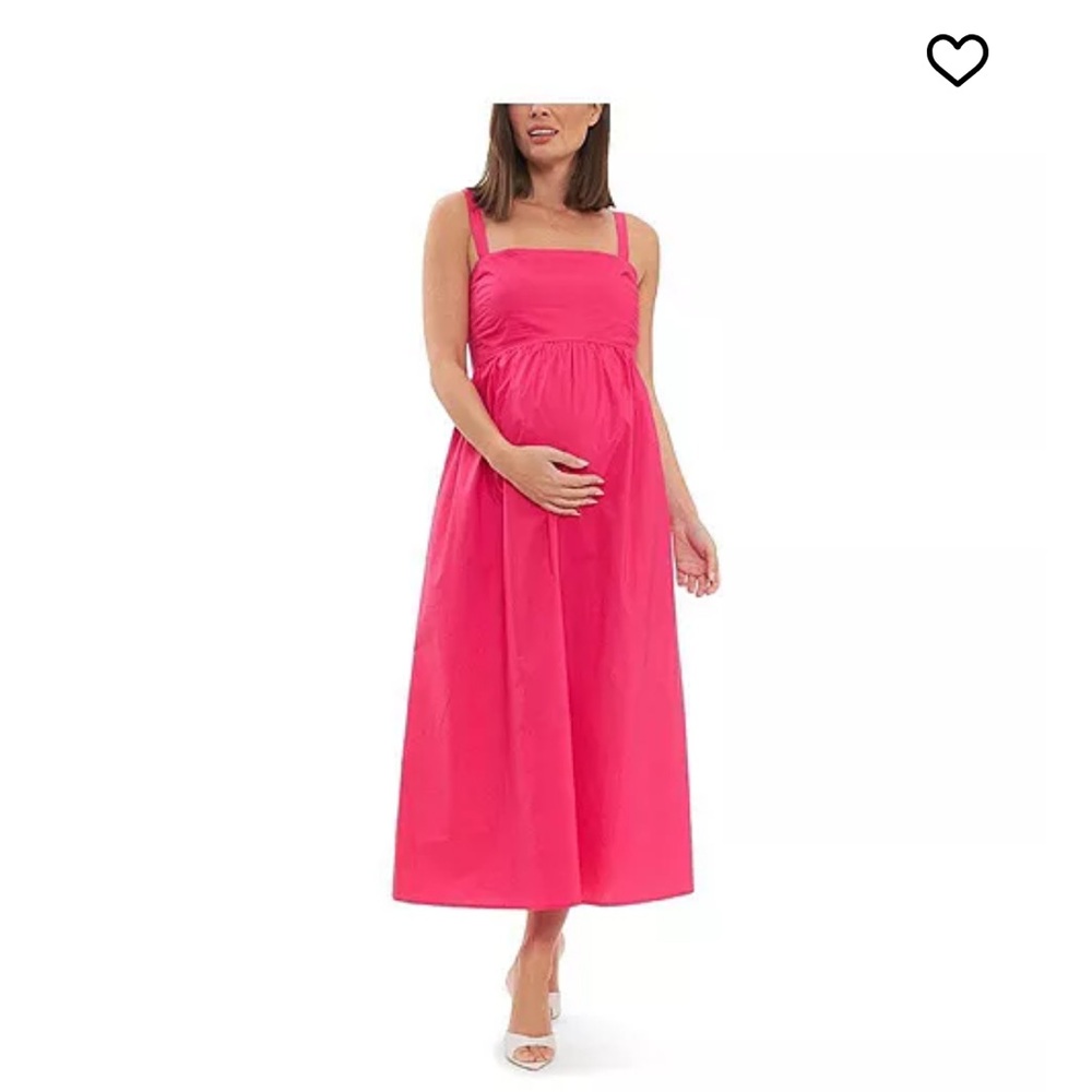 Ripe Maternity Tamara Tie Back Dress in Hot Pink, Small